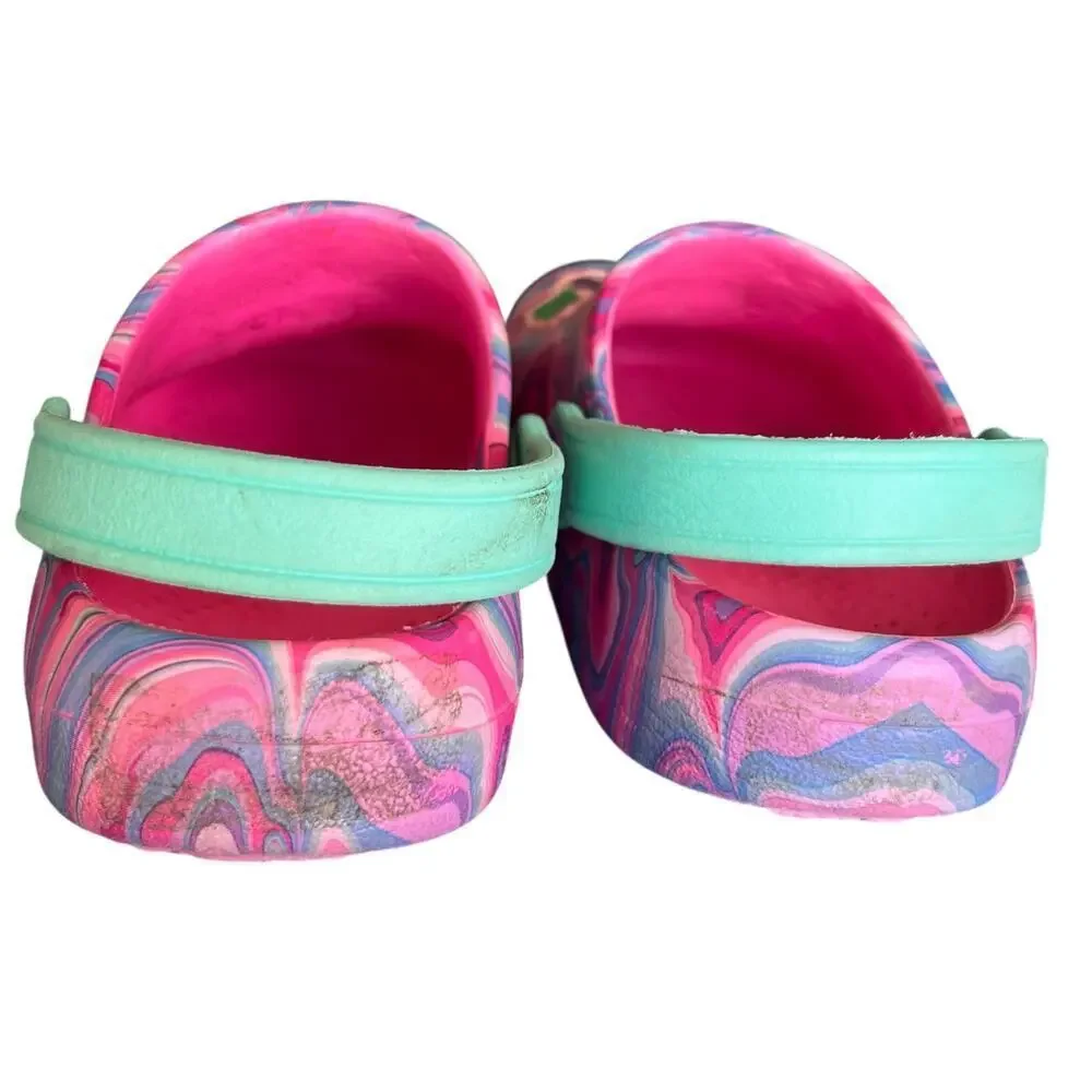 PAW PATROL bright pink purple rubber waterproof flip back slip on girls sz 10